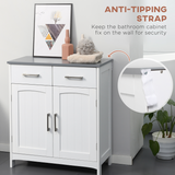 kleankin Freestanding Bathroom Cabinet with 2 Drawers, Cupboard & Adjustable Shelf – Bathroom Storage