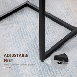 HOMCOM C-Shaped Nesting Tables Set of 3 with Steel Frame – Industrial Sofa Side Tables, Rustic Brown