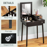 HOMCOM Dressing Table with Flip-Up Mirror and 2 Drawers – Vanity Makeup Desk and Writing Desk, Black