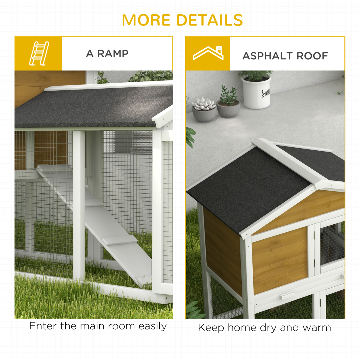 2-Storey Wooden Rabbit Hutch with Run, Slide-Out Tray & Ramp – Indoor/Outdoor Fir Wood Small Animal Cage