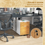 HOMCOM 2 Drawer Lockable Filing Cabinet with Adjustable Bar for A4 & Letter Files – Mobile Under-Desk Storage