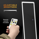Full Length LED Floor Mirror 160 x 40cm with Remote, Dimmable 3 Colour Light – Freestanding or Wall Mounted