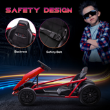 HOMCOM 24V Electric Go Kart for Kids with Music, Horn & Slow Start – Drifting Ride-On, Red