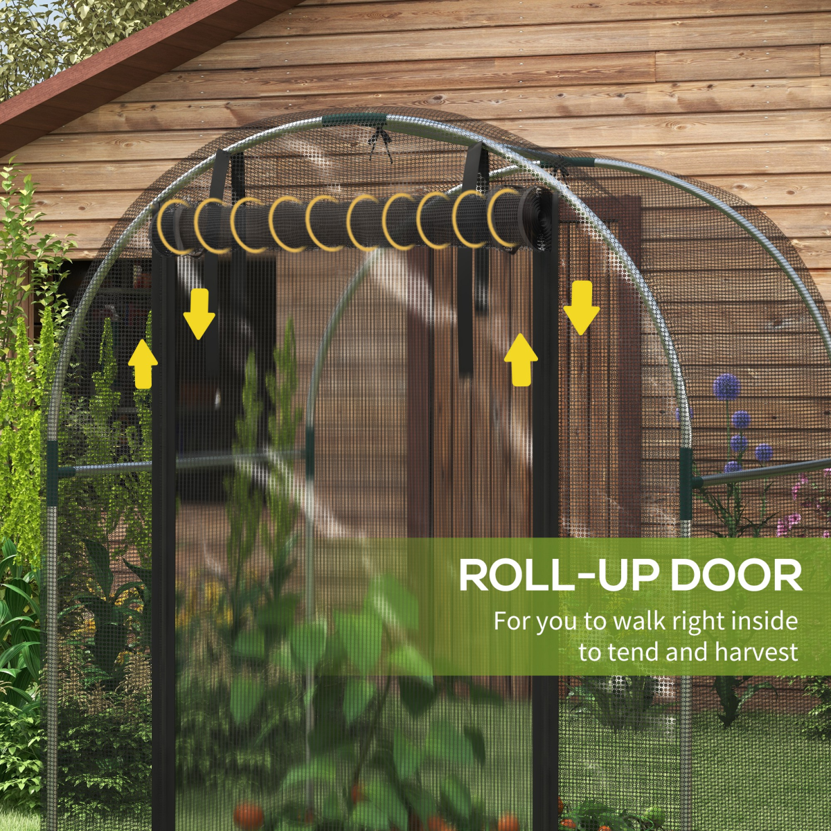 Outsunny Fruit Cage Plant Protection Tent with Zipped Door and Tear-Resistant Mesh, 1.2 x 1.2 x 1.9m, Black