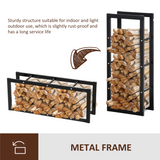 HOMCOM Rust-Resistant Metal Firewood Log Rack – Holds up to 100kg, Indoor & Light Outdoor Use, Black