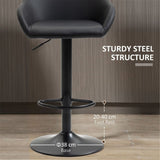 Set of 2 Adjustable Swivel Bar Stools with PU Leather Seat, Gas Lift & Footrest – Kitchen Bar Chairs, Black