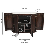 Opal Solid Wood Sideboard & Drinks Cabinet with White Marble Top – Handmade Bottle and Glassware Storage