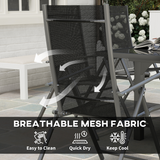 Outsunny 7-Piece Expandable Dining Set for 4–6 with Foldable Armchairs & Tempered Glass Table, Grey