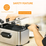 HOMCOM 3L Deep Fat Fryer with Adjustable Temperature & 60-Min Timer, Viewing Window – 2000W
