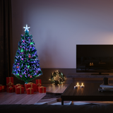 FCH 3ft Fibre Optic Christmas Tree with 85 Colour-Changing Branches, Top Star & Iron Stand – White