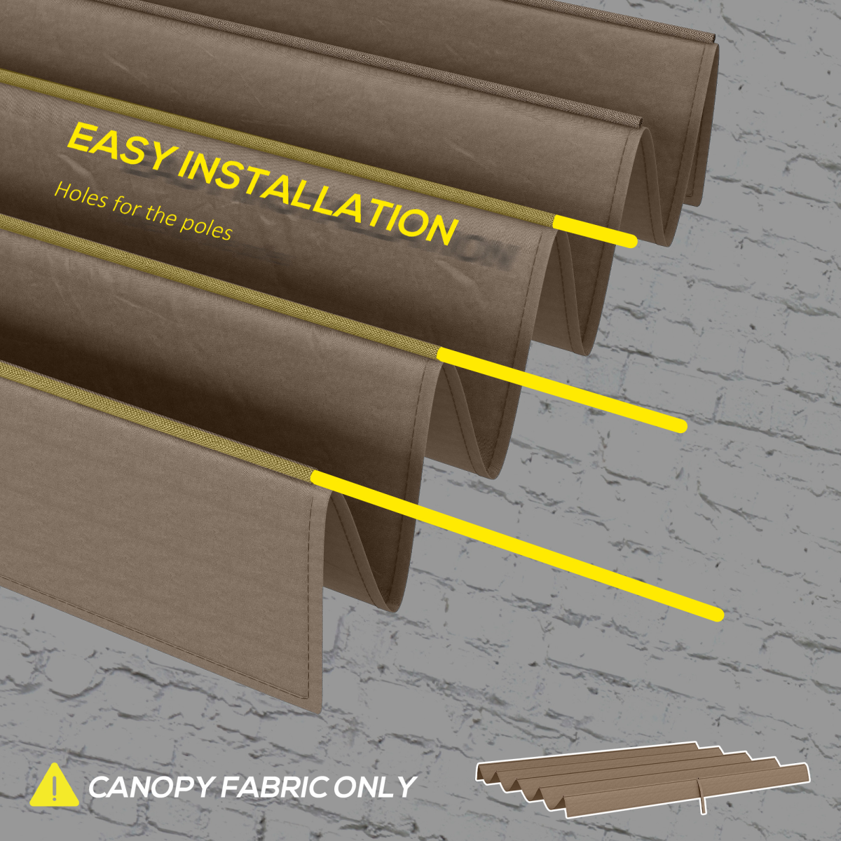 Outsunny Pergola Sun Shade Cover Replacement for 3 x 2.15m Pergola (84C-175) – UV30+ PU-Coated, Coffee
