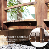 Outsunny Wooden Garden Bridge with Side Rails, Stained Fir Wood Arch – Outdoor Pond & Stream Walkway