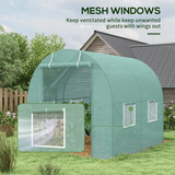 Outsunny Reinforced Walk-In Polytunnel Greenhouse with Steel Frame, PE Cover & Mesh Windows – 2.5 x 2m