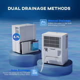HOMCOM 30L Dehumidifier with Washable Filter & Auto Defrost – Damp Control for Large Rooms & Laundry