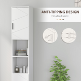 kleankin Tall Slim Bathroom Cabinet with Soft Close Doors & Open Shelves – Freestanding Storage, White