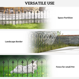 Outsunny 5-Piece Decorative Garden Fence Panels – Interlocking Metal Border Edging with Powder-Coated Finish
