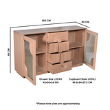 Indus Solid Wood Extra Large Sideboard with Wide Display Top – Artistic Statement Storage Furniture
