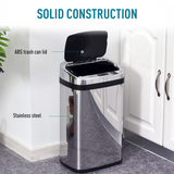 HOMCOM 30L Automatic Sensor Kitchen Bin with Lid – Hands-Free Infrared Motion Bin, Silver