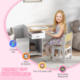 ZONEKIZ Kids Desk and Chair Set for 3–6 Year Olds with Storage Drawer and Compartment – White