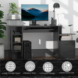 HOMCOM Wooden Computer Desk with Pull-Out Keyboard Tray, Storage Drawer & Printer Shelf