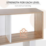 HOMCOM 5-Tier S-Shape Display Bookcase with Anti-Tipping Design – Freestanding Shelving Unit, Natural