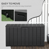 Outsunny 366 Litre Rolling Outdoor Garden Storage Box with Hydraulic Lid – Weather-Resistant Plastic Container, Black