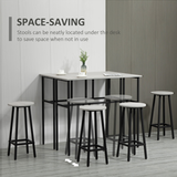 HOMCOM 6-Piece Bar Table Set with 2 Breakfast Tables and 4 Stools – Space-Saving Kitchen Furniture, Grey