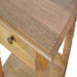 Artisan Furniture Solid Mango Wood Telephone Table, 1 Drawer & 2 Shelves – Hallway Storage, Oak-Effect Beige