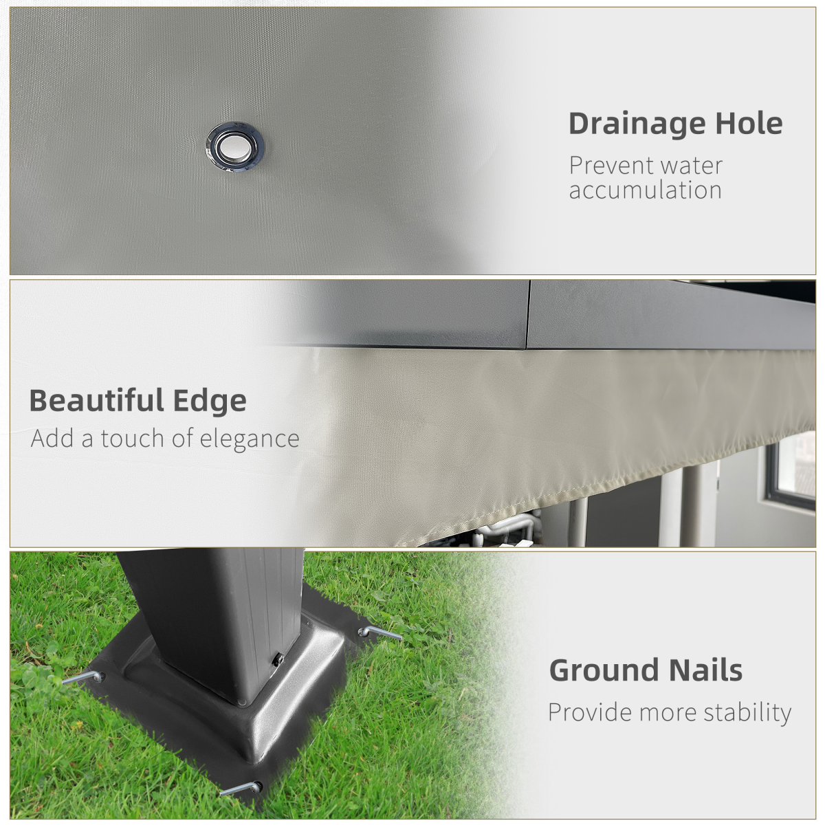 Outsunny 4x3m Aluminium Pergola Gazebo with Retractable Canopy & Ground Stakes – Garden Patio Shade, Cream White