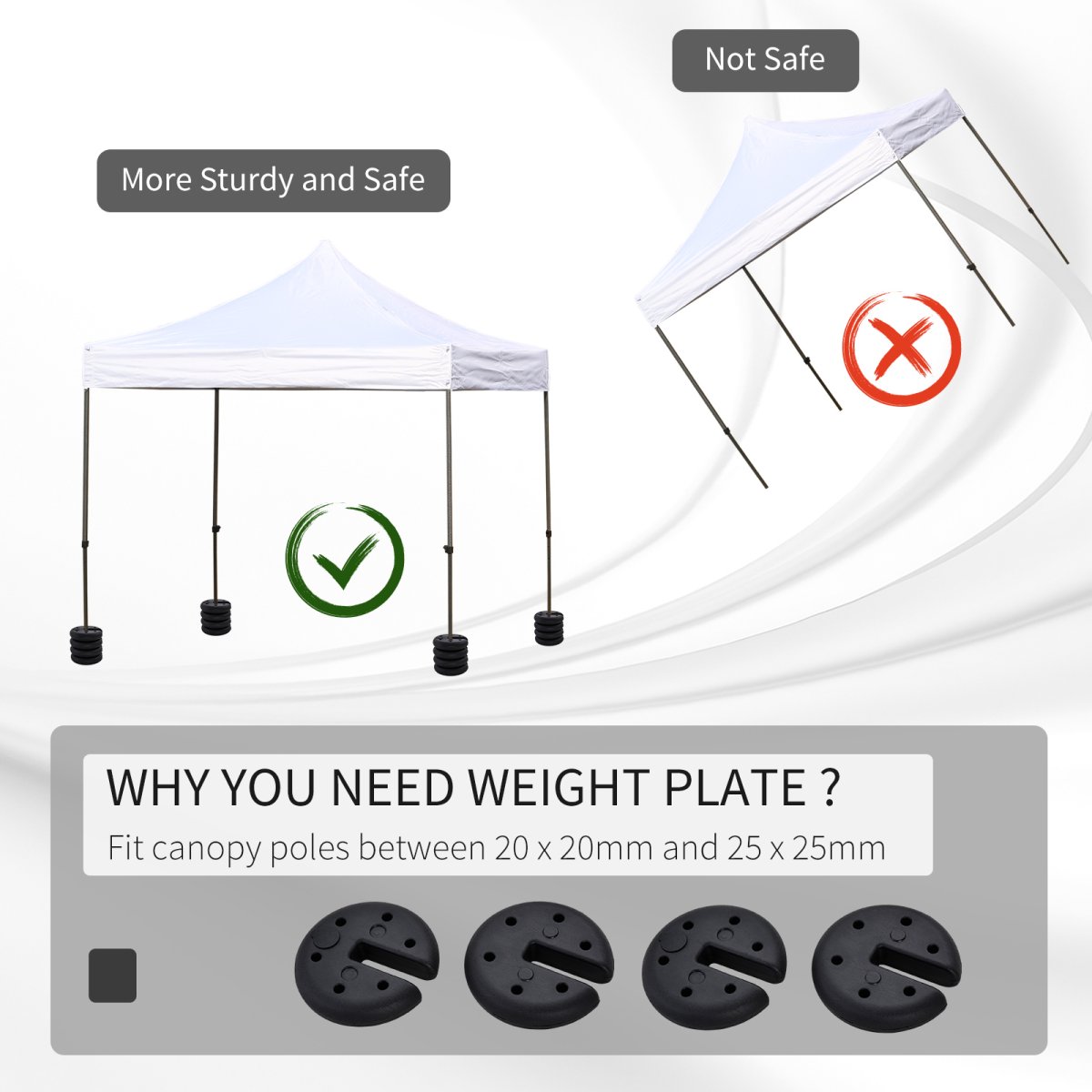 Outsunny Set of 4 Sand-Fillable Gazebo Weights, 4kg Each – Durable Plastic Canopy & Tent Anchors