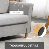 HOMCOM Linen 2 Seater Loveseat Sofa with Padded Armrests – Compact Sofa for Flats & Small Rooms, Light Grey