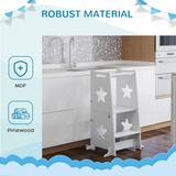AIYAPLAY 2 in 1 Toddler Step Stool with Safety Rail – Converts to Table and Chair Set, White