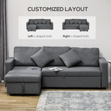 HOMCOM corner sofa bed cushions and pillows detail
