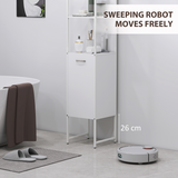 White Bathroom Storage Cabinet with Open & Closed Compartments – Freestanding Organiser