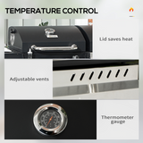 Outsunny Dual Fuel BBQ Grill with Wheels, Warming Racks and Thermometer – Gas and Charcoal Barbecue, Black