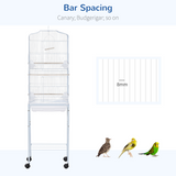 PawHut Large Bird Cage for Budgies, Finches & Canaries with Stand, Sliding Tray & Storage Basket – White
