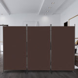 6ft 3-Panel Folding Room Divider – Polyester Fabric Privacy Screen, Steel Frame, Brown