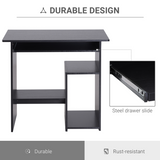 HOMCOM Compact Computer Desk with Slide-Out Keyboard Tray and Two Storage Shelves – Black