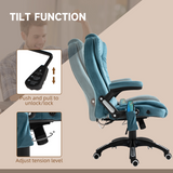 Executive Reclining Office Chair with Heated Massage & Padded Headrest – Swivel Base, Blue