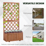 Outsunny Wooden Flower Box Planter with Back Net Board – Fir Wood Garden Display for Plants and Climbers