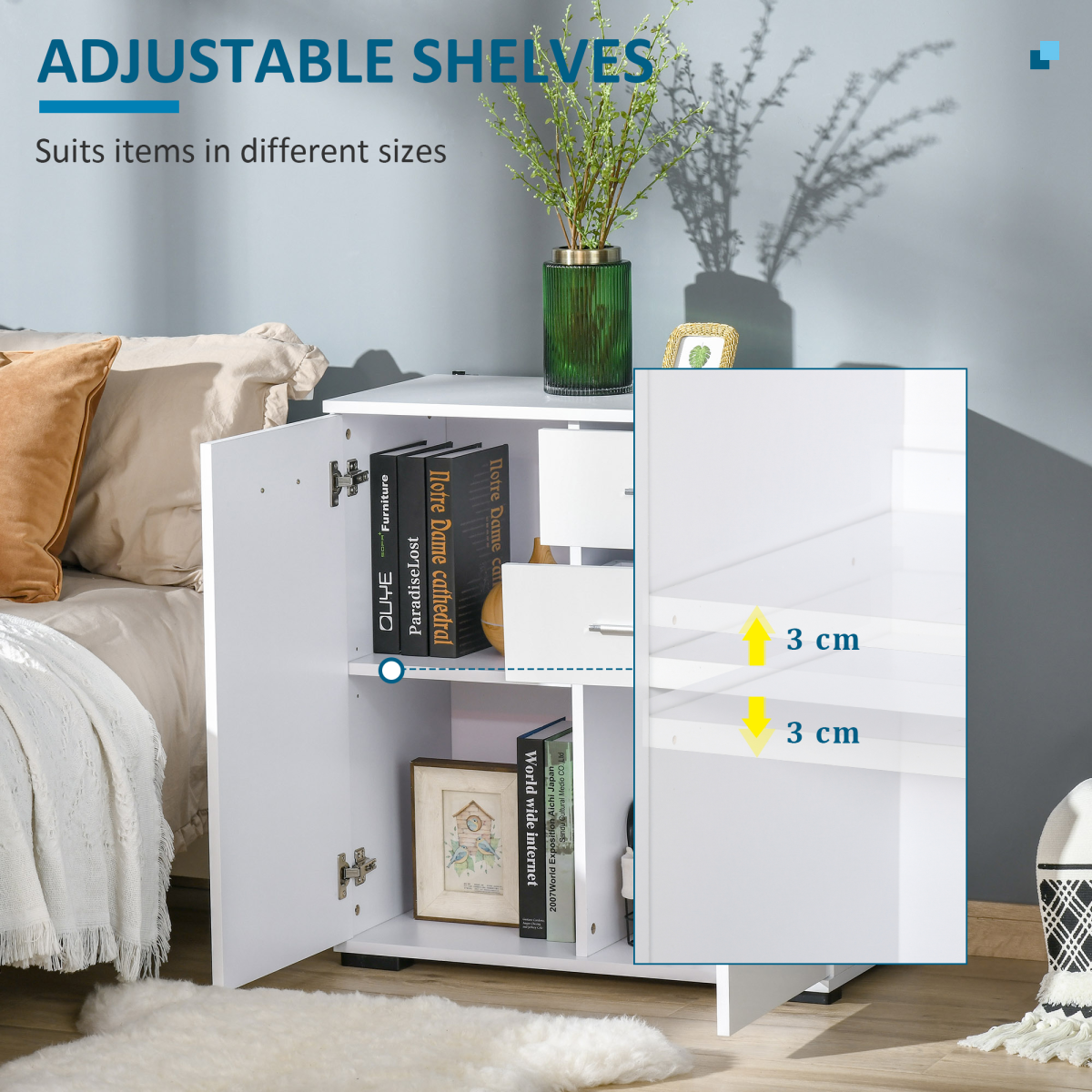 High Gloss 2-Tier Tipping Shoe Cabinet with Slim Profile – Hidden Hallway Shoe Storage, White