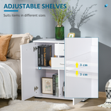High Gloss 2-Tier Tipping Shoe Cabinet with Slim Profile – Hidden Hallway Shoe Storage, White