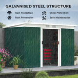 Metal Garden Shed with Sliding Lockable Double Doors, 2 Vents & Foundation Kit – 280 x 130cm, Dark Green