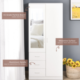 2-Door Wardrobe with Hanging Rail, 3 Shelves & 3 Drawers – 180cm Bedroom Storage, White
