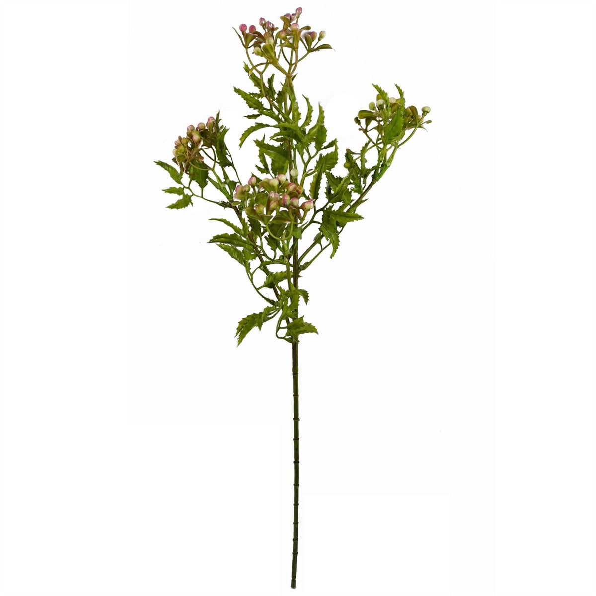 Leaf 55cm Artificial Foliage Stem with Pink Berries – Realistic Plastic Flowers and Leaves, Shapable Stem
