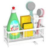 VINSANI Sink Sponge Holder with Removable Dividers and Drainage – Kitchen Organiser, White