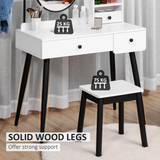 Dressing Table Set with 3 Drawers, Side Shelves, Mirror & Matching Stool – Bedroom Vanity, White