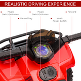 HOMCOM 6V Kids Electric Ride-On Quad Bike with Music – Toddler ATV for 18-36 Months, Red