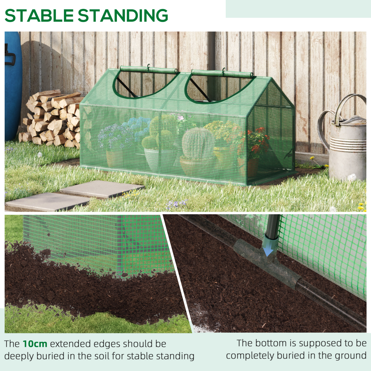 Outsunny Mini Greenhouse with Durable PE Cover and Zipped Roll-Up Windows – Garden Plant Growing Shelter, 119 x 60 x 60cm