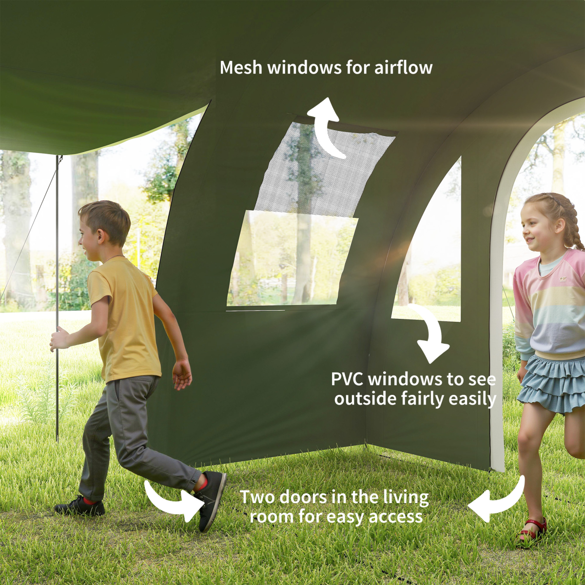 5-6 Person Two Room Camping Tent with 2000mm Waterproof Rating & Carry Bag – Family Tent, Green